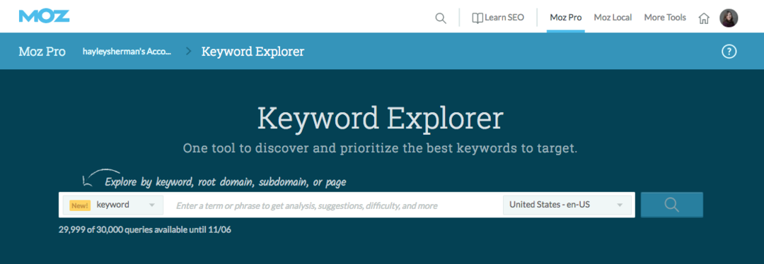 Keyword Explorer von Moz