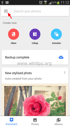google-foto's-menu