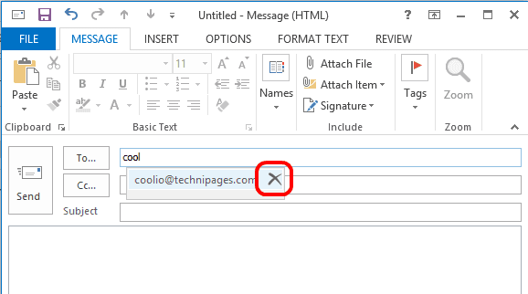 Outlook 2013 изтрива един имейл адрес от AutoComplete