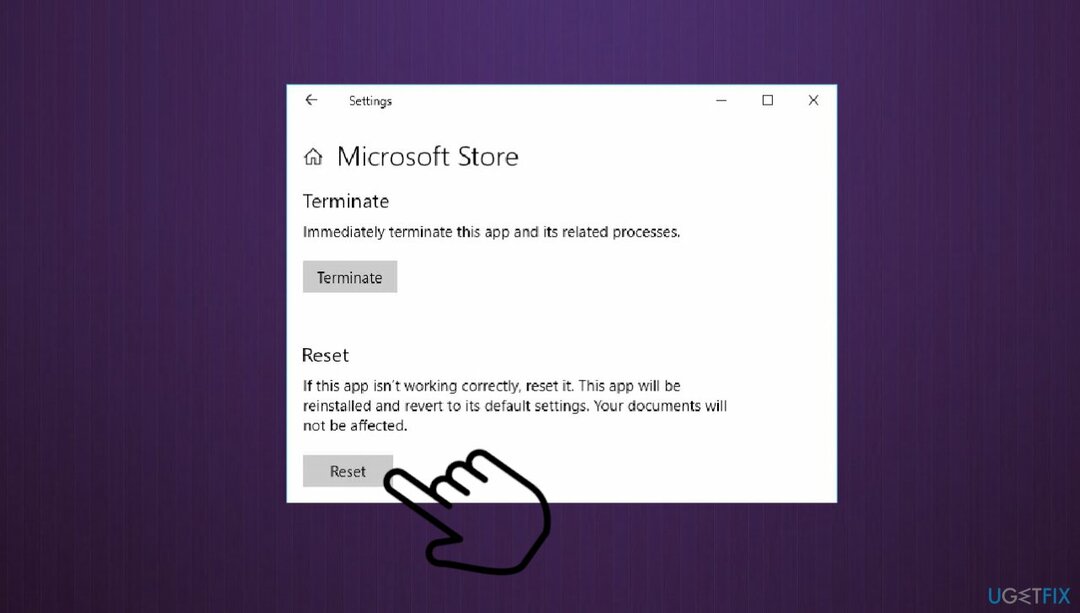 Lähtestage MS Store