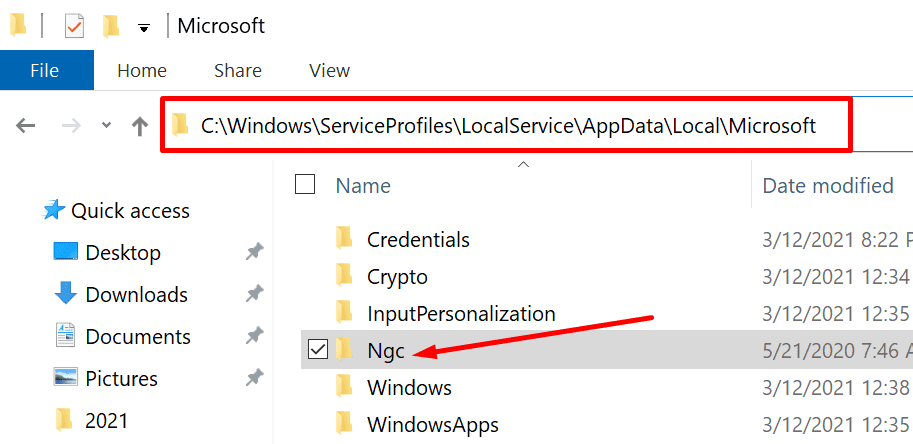 Розташування папки ngc windows 10