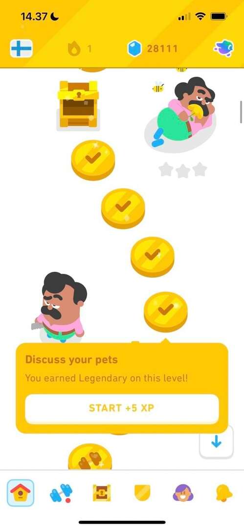 Captura de tela mostrando lições lendárias no Duolingo