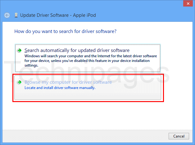 내 컴퓨터에서 드라이버 소프트웨어 찾아보기 옵션