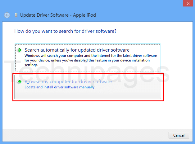 Parcourir mon ordinateur pour l'option de logiciel de pilote