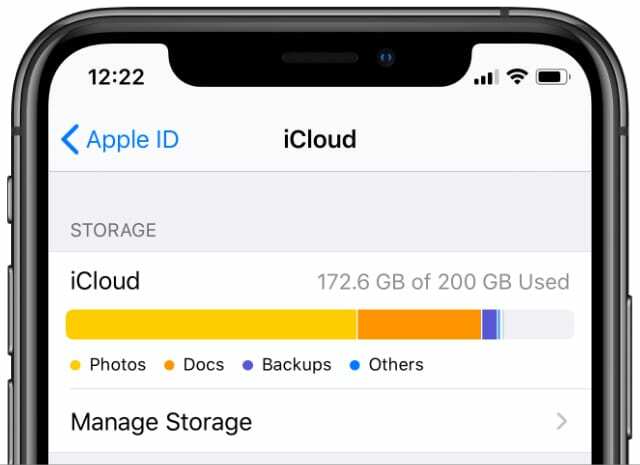 хранилище iCloud в настройках iPhone