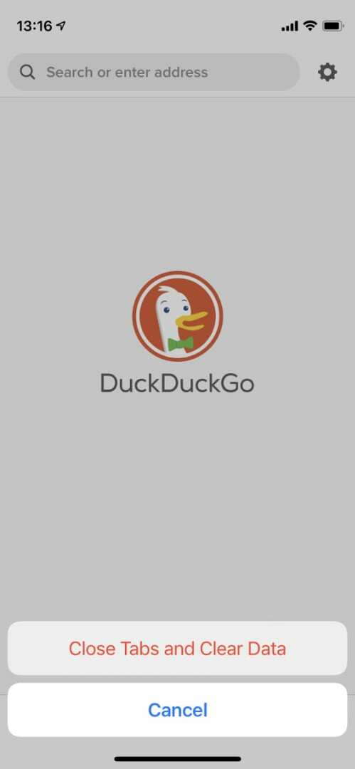 Pulsante di fuoco DuckDuckGo