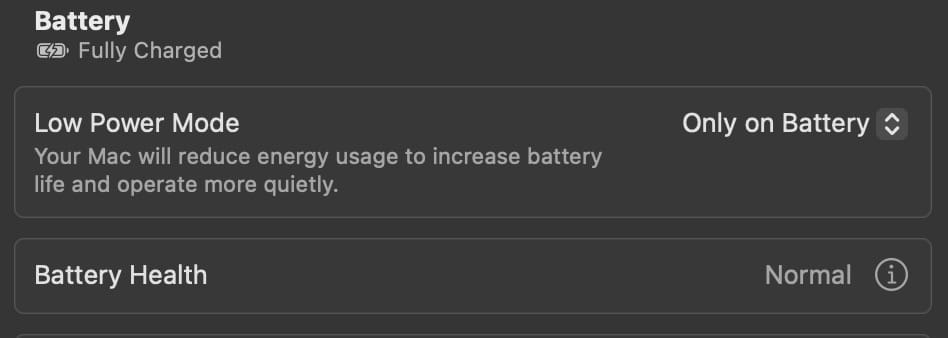 Das Battery Health-Symbol auf einem Mac