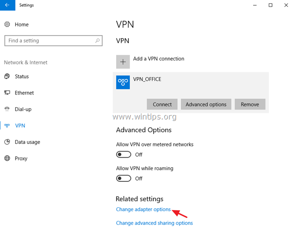 vpn ryšio nustatymai windows 10