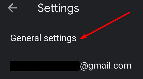 splošne nastavitve aplikacije gmail