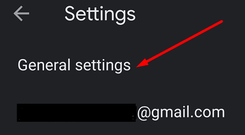 configuración general de la aplicación gmail