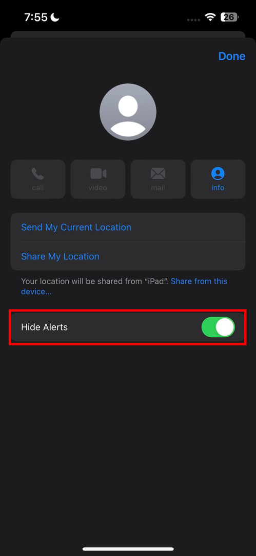 iMessage Kişileri Uyarıları Gizle