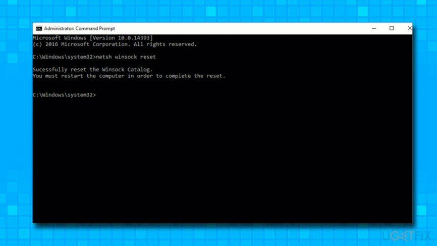 नेटश विंसॉक रीसेट कमांड चलाएँ