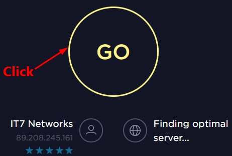 Cliquez sur GO pour SpeedTest