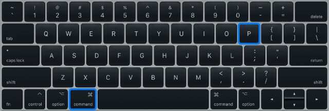 اختصار طباعة الأوامر على لوحة مفاتيح Mac