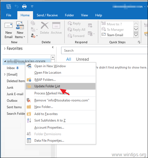 NAPRAW: foldery IMAP nie pojawiają się w programie Outlook