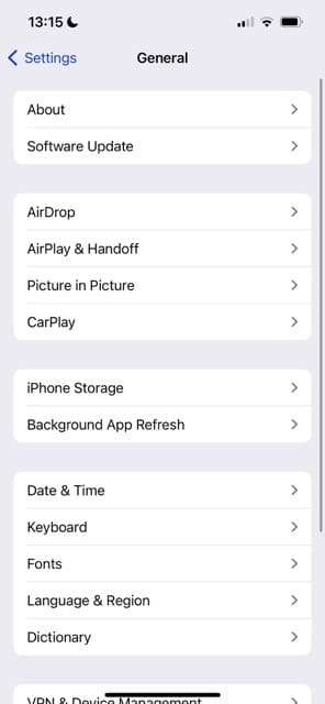 iOS での一般的な AirDrop のスクリーンショット