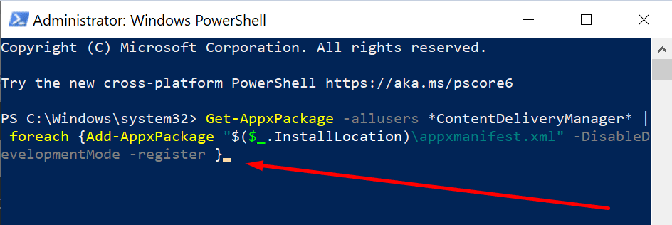 tilbakestill windows spotlight powershell