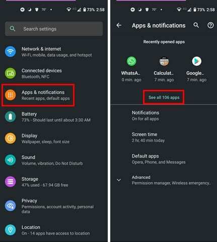 Android 10-Einstellungen