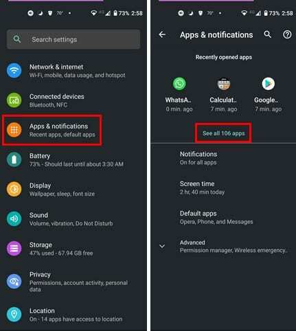 Configurações do Android 10