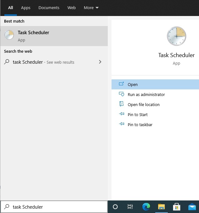 टास्क शेड्यूलर टाइप करें और सबसे अच्छा मैच चुनें