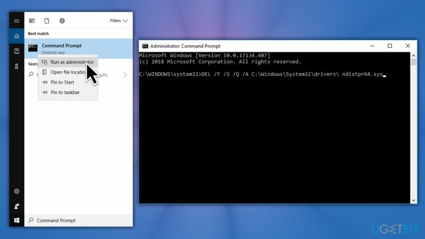 Slet ndistpr64.sys fil via kommandoprompt