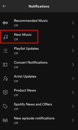 Nueva notificación de música Spotify