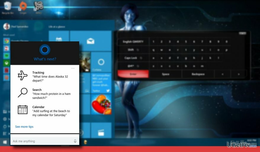 Cortana'nın bir ekran görüntüsü çıkıyor