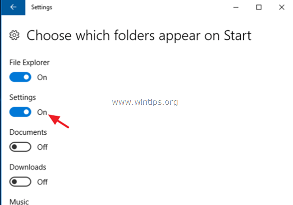 Povoliť ikonu Nastavenia Windows 10