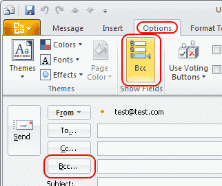 Outlook 2010: تمكين إعداد حقل BCC