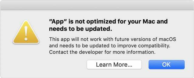 32, bet lietotņu brīdinājums Mac datoros macOS