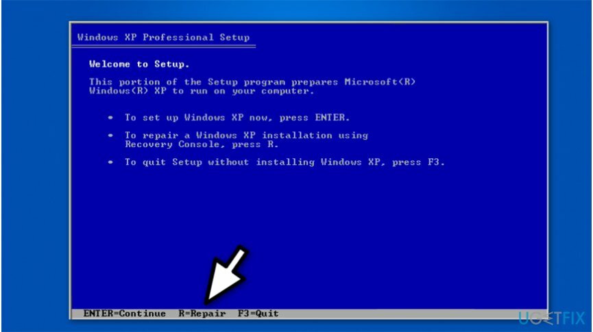 Billedet af Windows XP Professional-opsætningen