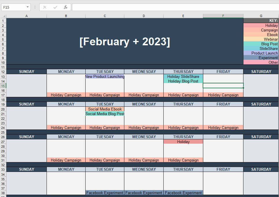 Надежден шаблон за календар за социални медии от HubSpot