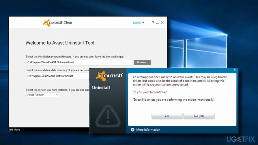 Χρησιμοποιήστε το Avast Uninstall Tool