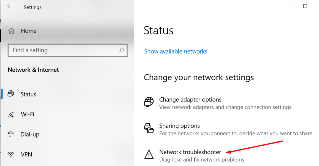 exécuter l'utilitaire de résolution des problèmes de réseau Windows 10