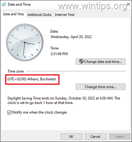 Изменить сервер времени Windows в Интернете