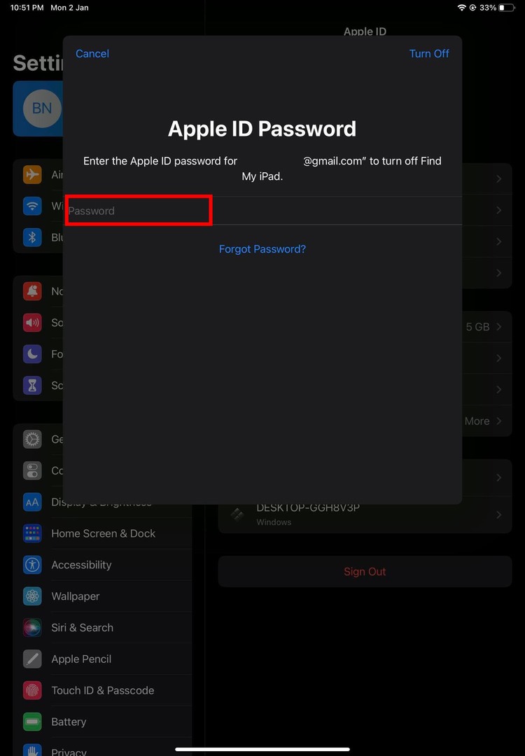 Unos šifre za Apple ID