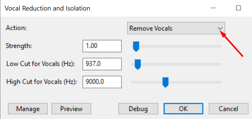 audacity fjern vokal