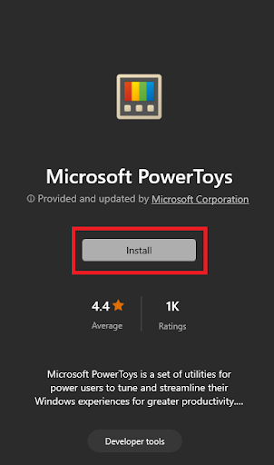 Microsoft Store, חפש את PowerToys