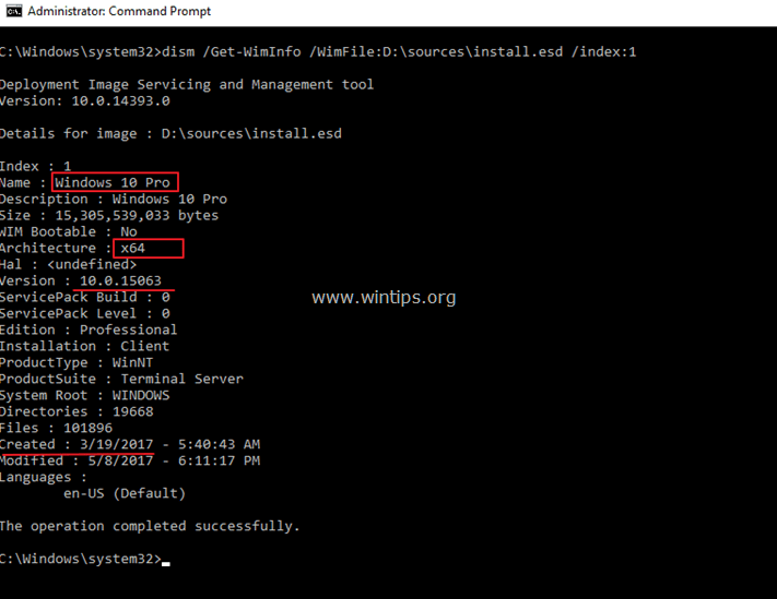 determinar a edição da versão do Windows a partir de iso dvd usb