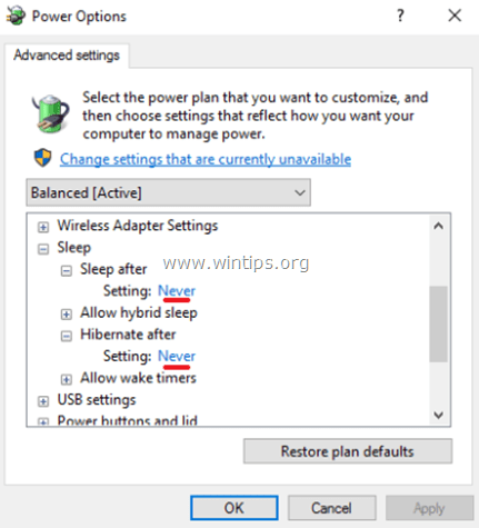 išjungti miego užmigdymo režimą windows 10