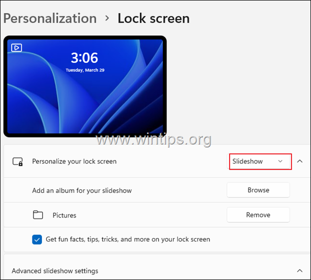 Atur Slideshow sebagai Latar Belakang Layar Kunci Windows 11