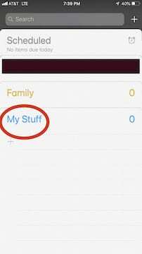 Selecteer een lijst in herinneringen op de iPhone.