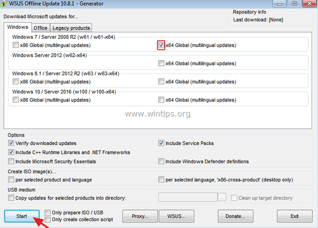Aggiornamento offline di Windows WSUS