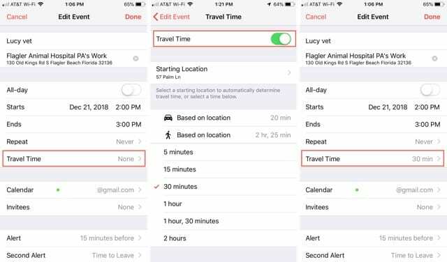 Tempo de viagem com iPhone de localização