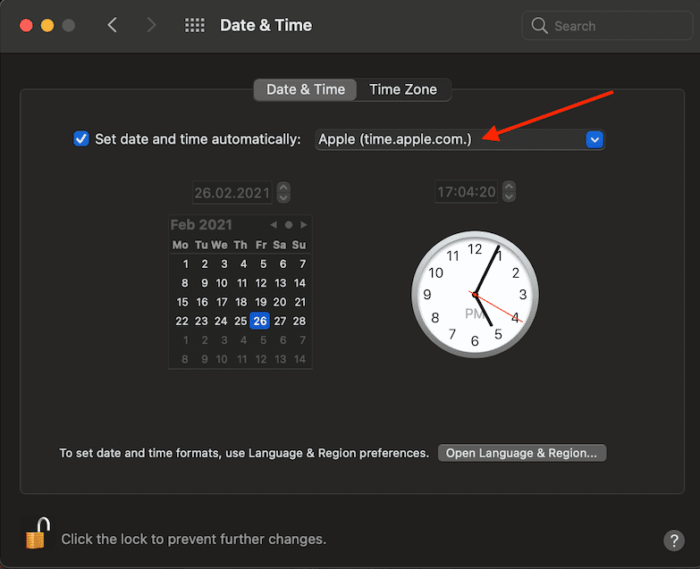 macbook Automatski postavite datum i vrijeme