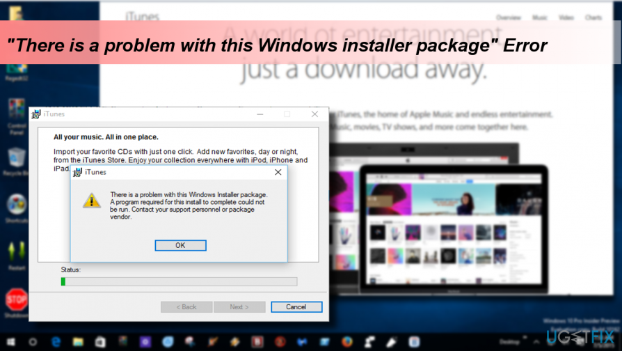 iTunes 오류 표시 " 이 Windows 설치 프로그램 패키지에 문제가 있습니다"
