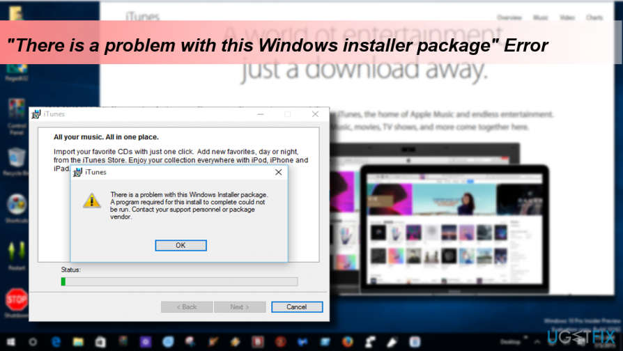 Viser iTunes-fejl " Der er et problem med denne Windows-installationspakke"