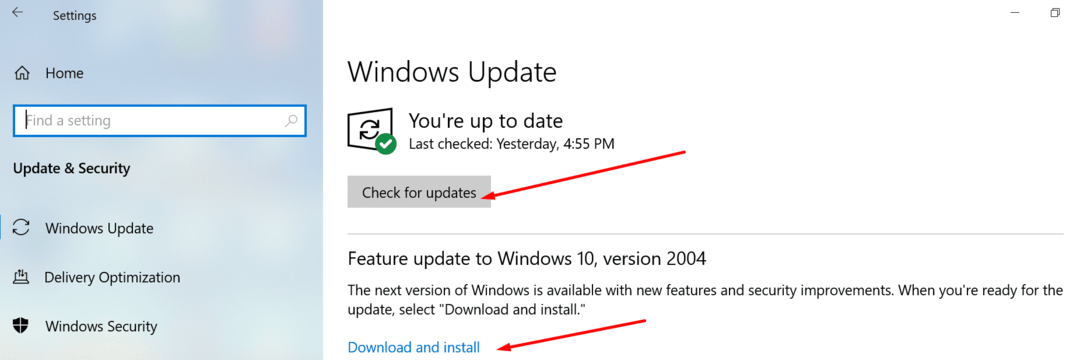 uppdatera windows 10