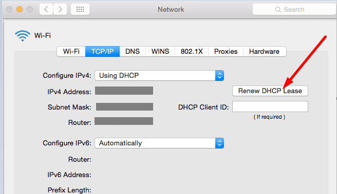 Vernieuw DHCP Lease mac