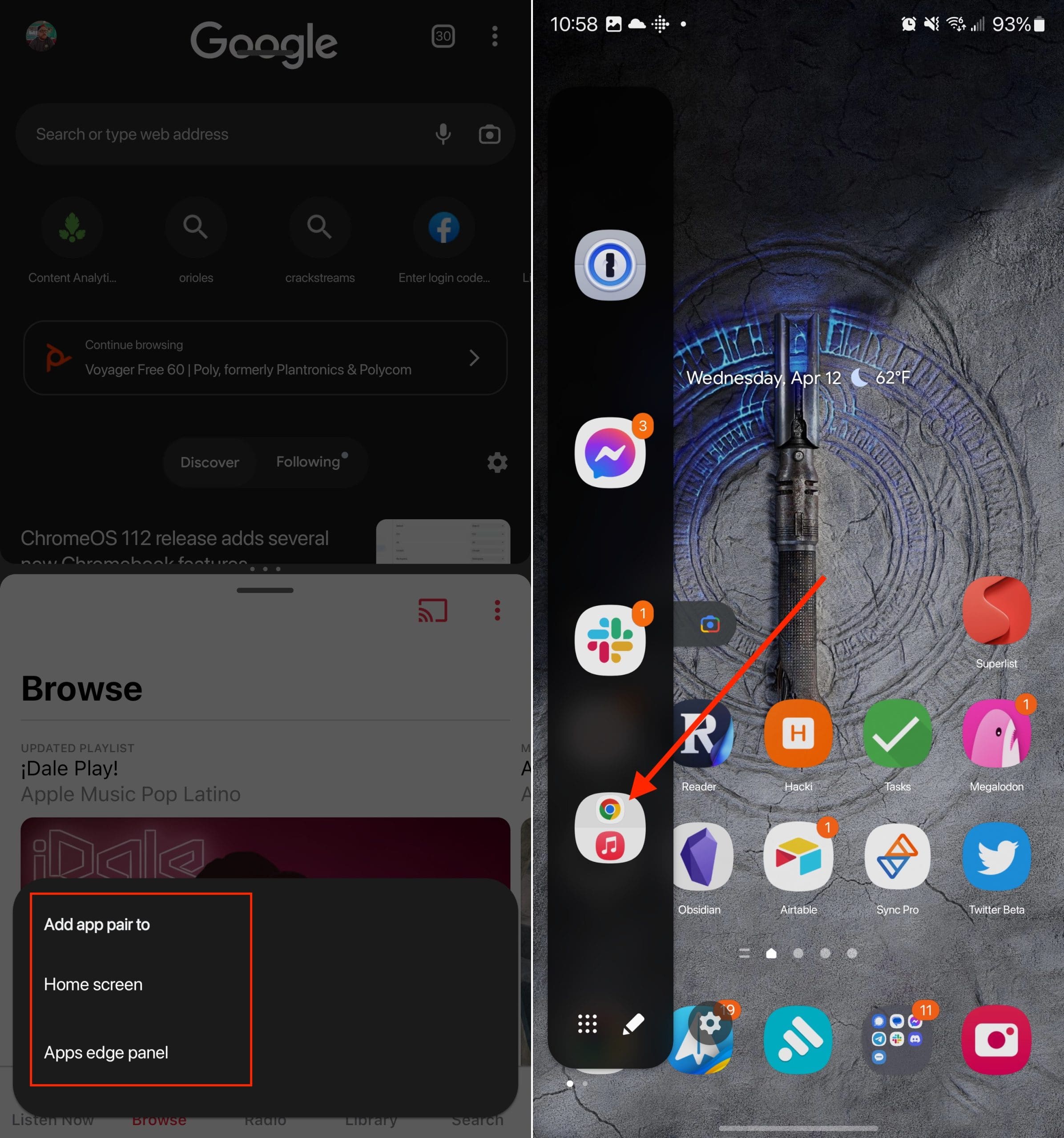 Як увімкнути Split Screen або Multi-Window на Galaxy S23 - App Pair - 2